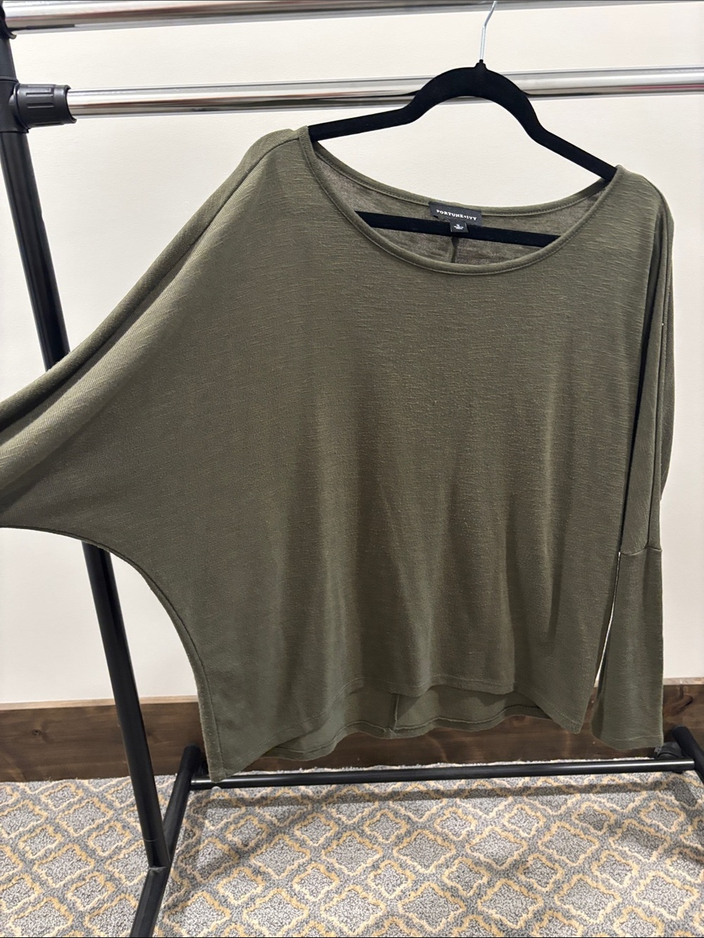 Fortune & Ivy Olive Long-Sleeve Boatneck Top